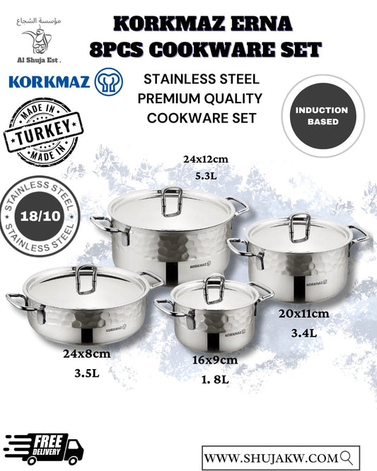 Korkmaz A1963-1 Erna 8Pcs Cookware Set