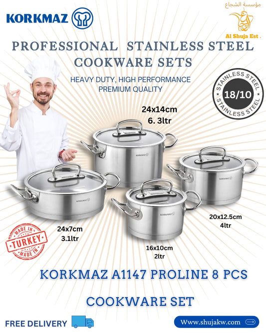 Korkmaz A1147 Proline 8 Pcs Cookware Set