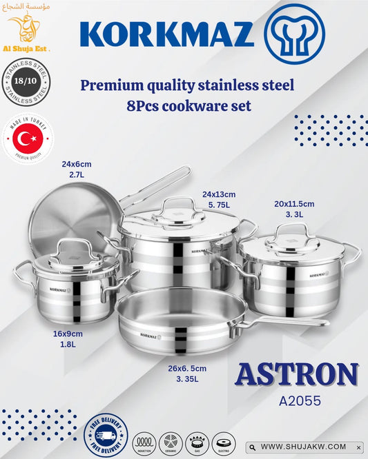 Korkmaz  A2055 Astron 8 Pcs Cookware Set