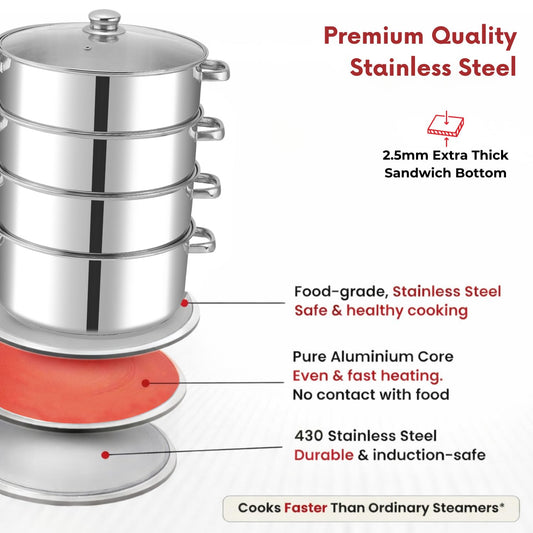Vinod 4 Tier Steamer W/Lid 30Cm
