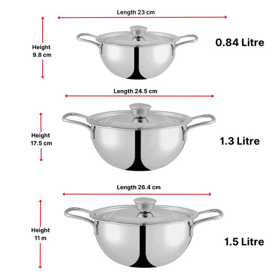 Vinod Kraft Roma Bowl 3Pcs Set 14Cm/16Cm/18Cm