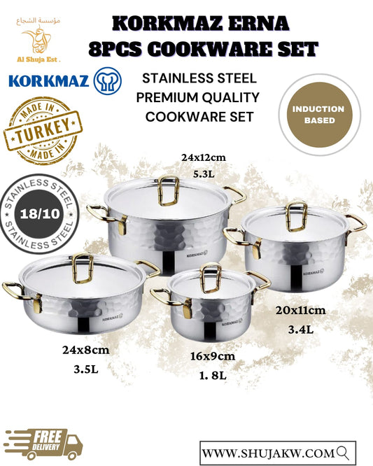 Korkmaz A1963-2 Erna 8 Pcs Cookware Set