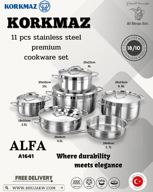 Korkmaz A1641 Alfa 11Pcs XL Cookware Set
