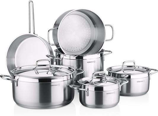 Korkmaz A1998 Alfa Plus Steamer 10Pcs Cookware Set