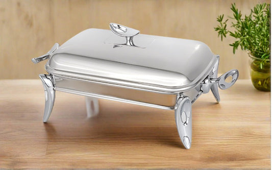 Mat Steel Silver Rectangle Chafing Dish W/Warmer Small