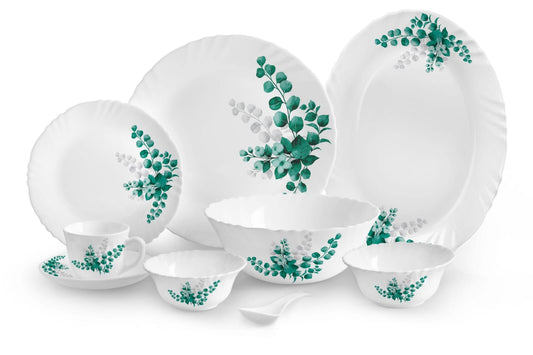 Cello 50 Pc Imperial Dinner Set Aqua Leaves