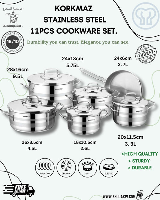 Korkmaz A2052 Astron 11 Pcs Cookware Set