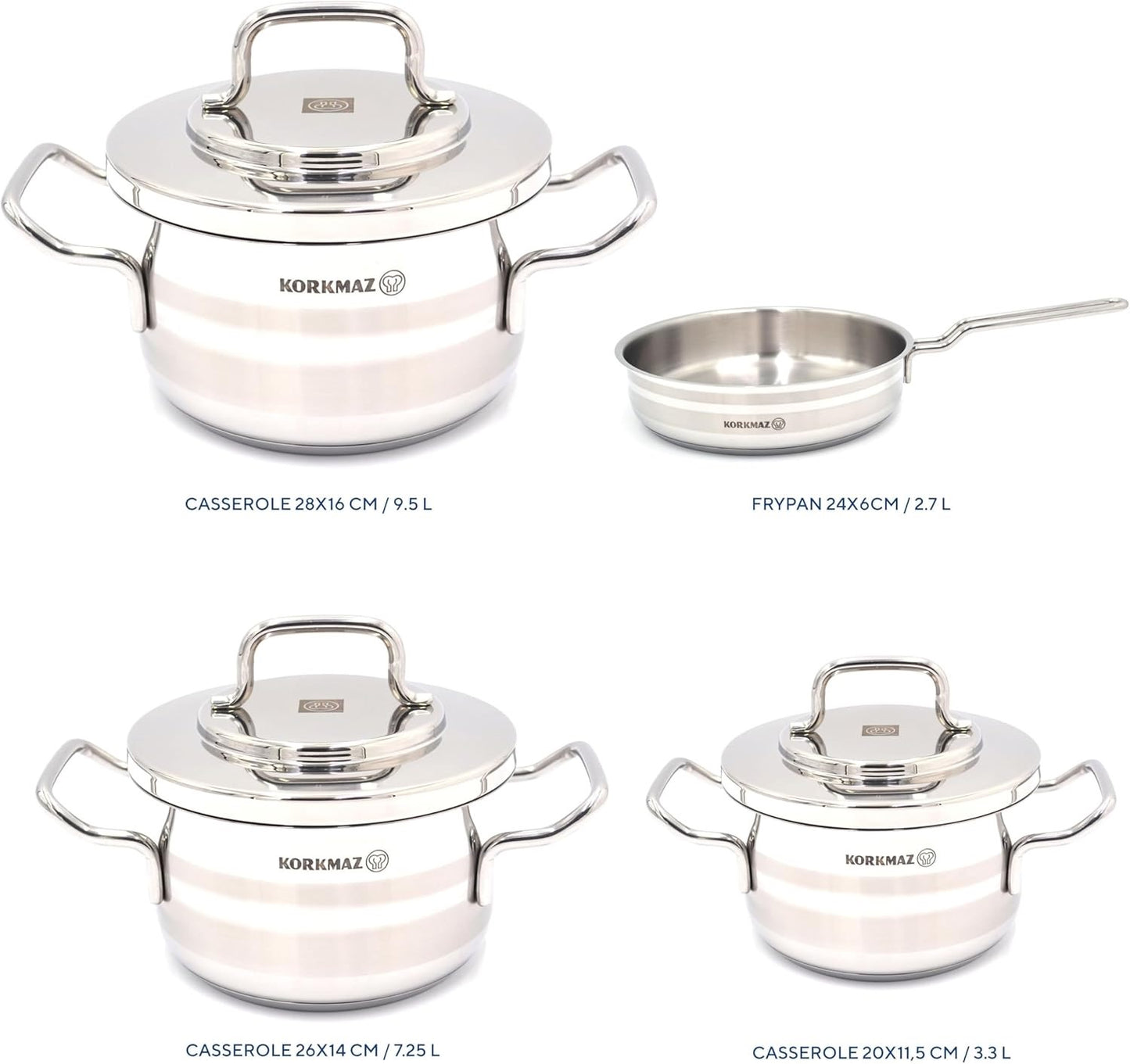 Korkmaz A2054 Astron 7 Pcs Cookware Set