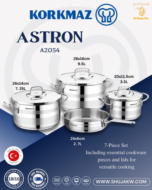 Korkmaz A2054 Astron 7 Pcs Cookware Set