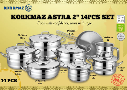 Korkmaz A2053 Astron 14 Pcs Cookware Set