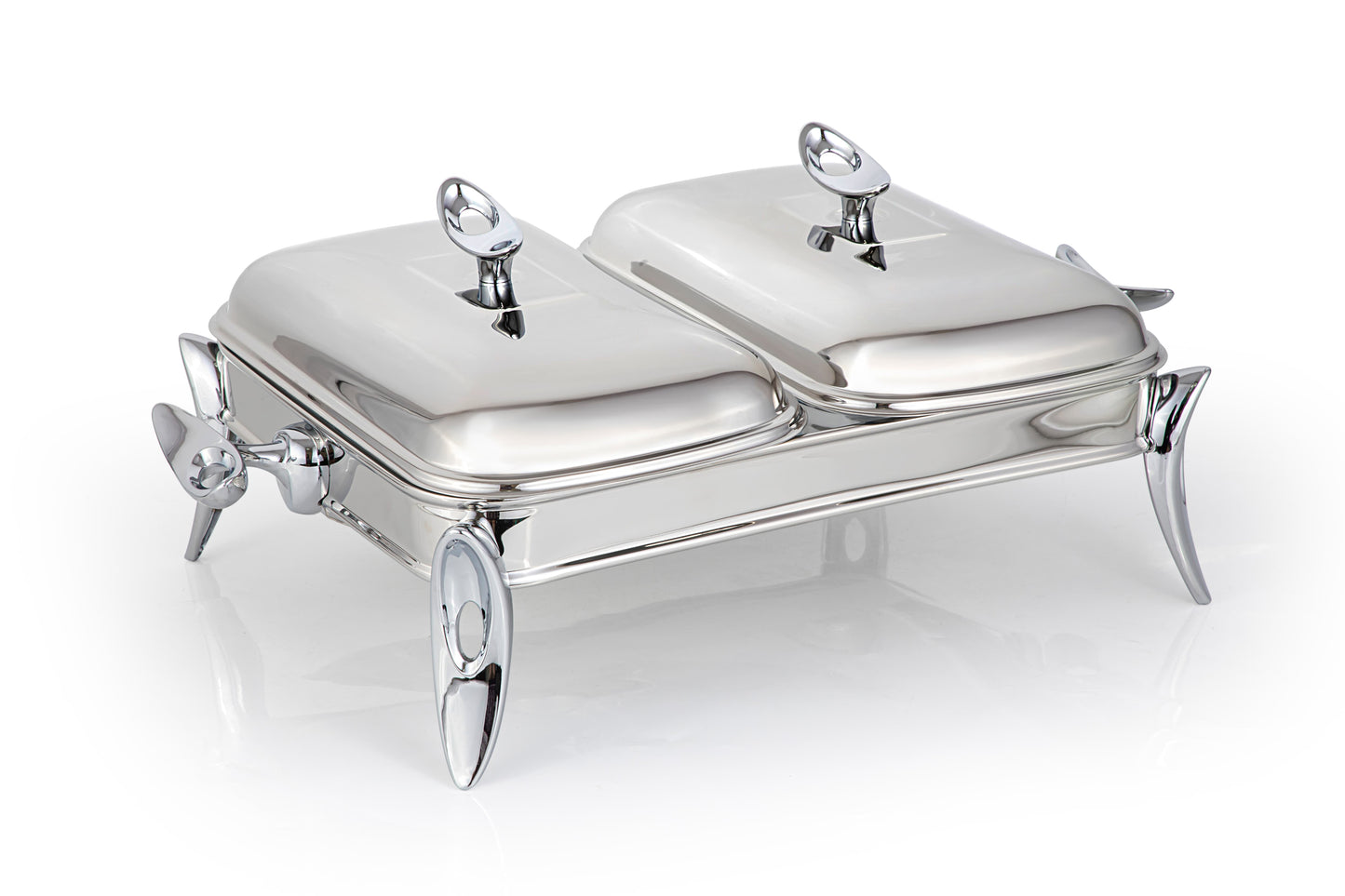Mat Steel Silver Rectangle Chafing Dish W/Warmer Double