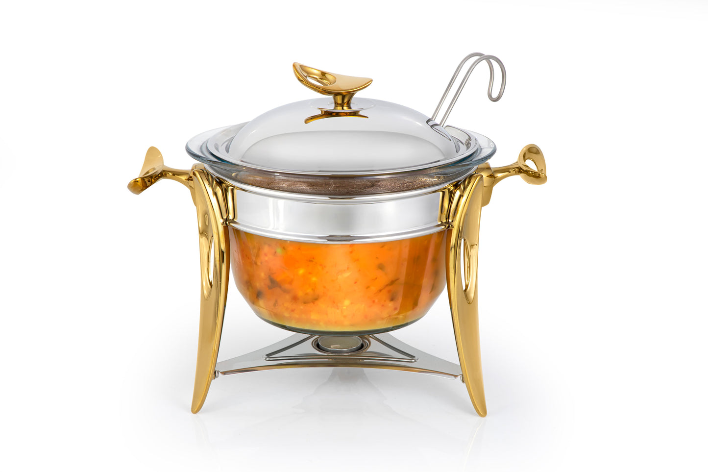 Mat Steel Gold Chafing Dish W/Warmer Soup Warmer