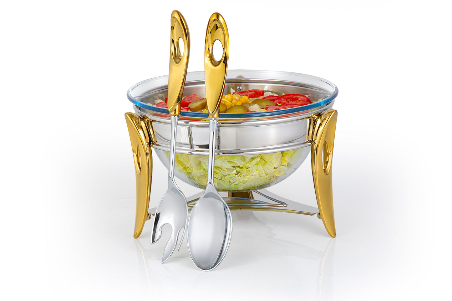 Mat Steel Gold Salad Set W/Spoon