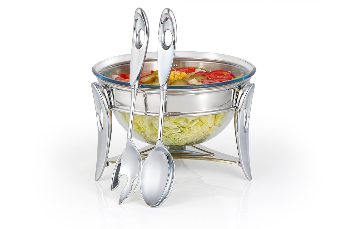 Mat Steel Silver Salad Set W/Spoon