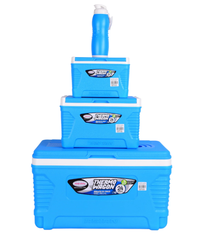 Asian Thermo Wagon Ice Cooler Set Of 4 Large Blue