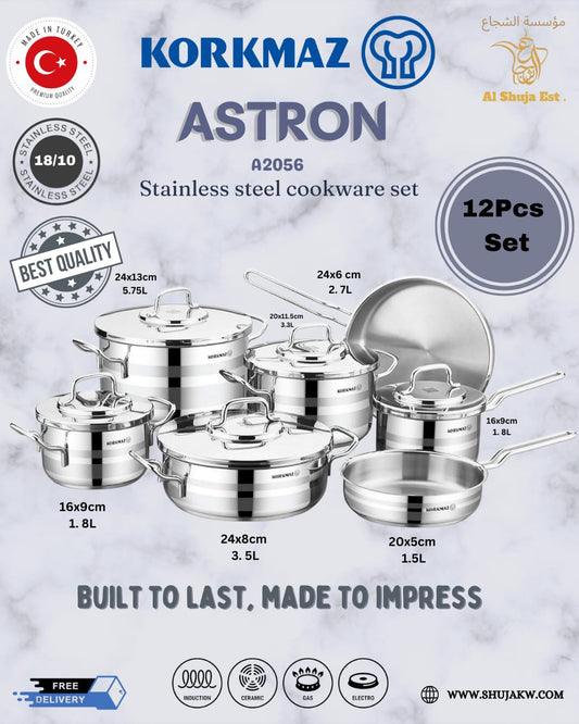 Korkmaz A2056 Astron 12 Pcs Cookware Set