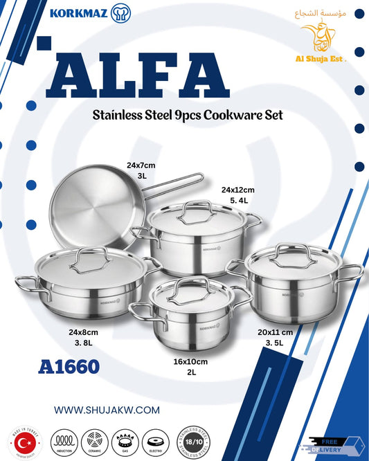 Korkmaz Alfa 9 Pcs Cookware Set A1660