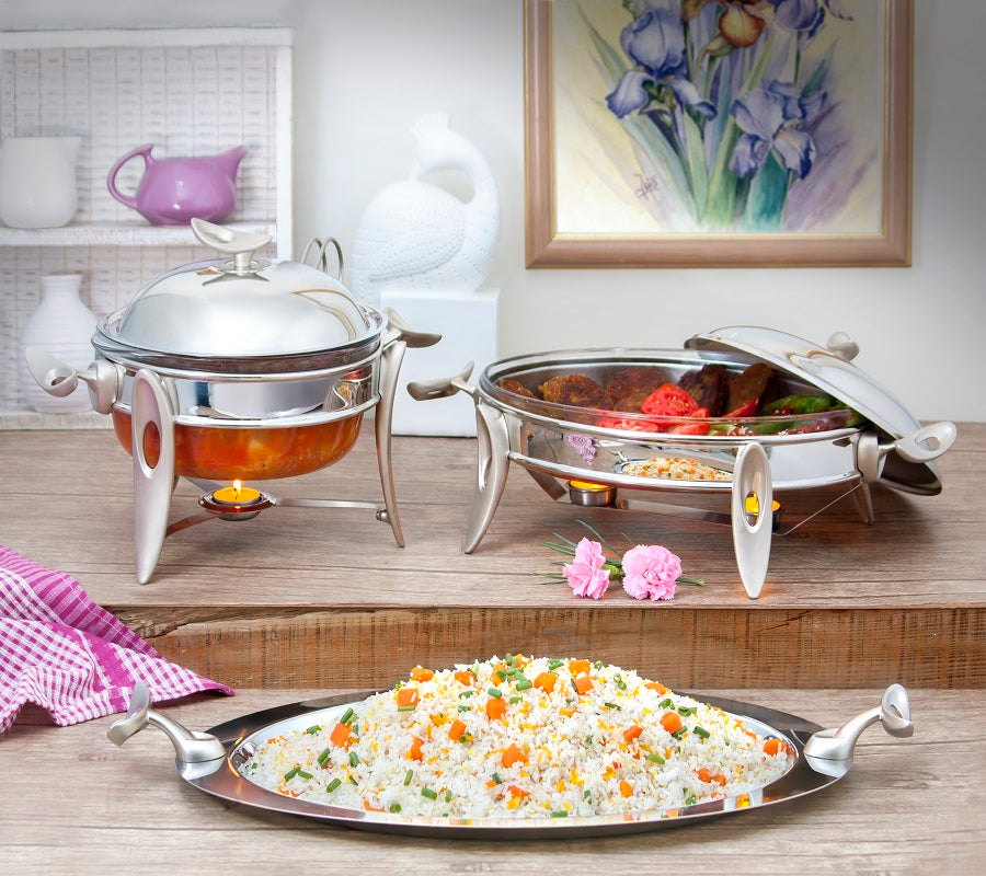 Mat Steel Silver Rectangle Chafing Dish W/Warmer Small