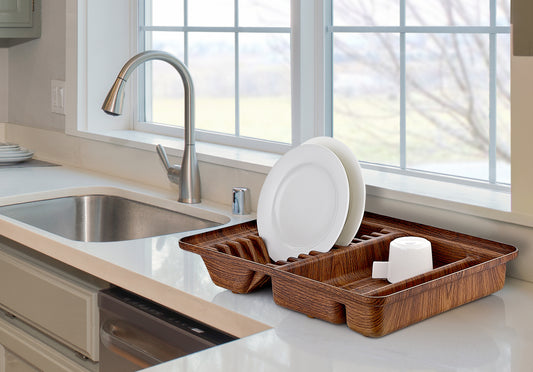 Evelin Wood Finish Large Dish Driner