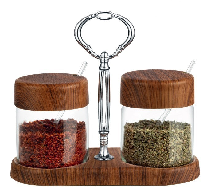 Evelin Wood Finish Bodrum Souce And Spice Set