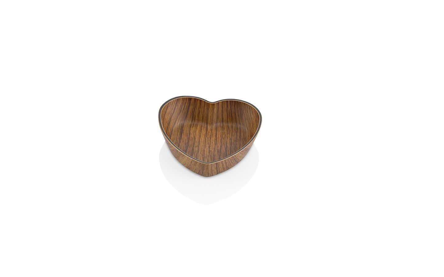 Evelin Wood Finish Heart Snack Dish