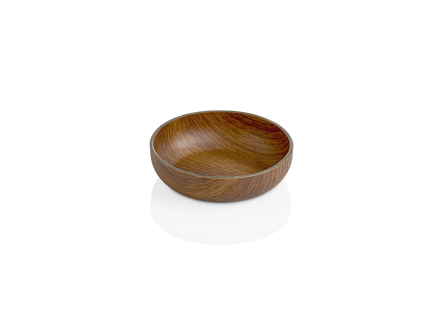 Evelin Wood Finish Flat Round Bowl