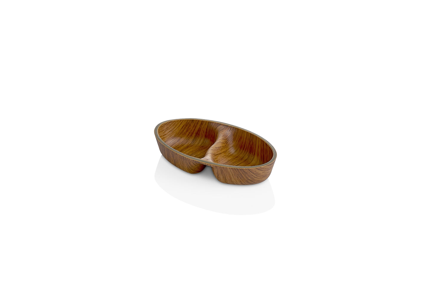 Evelin Wood Finish Elips 2 Comp Sauce Bowl