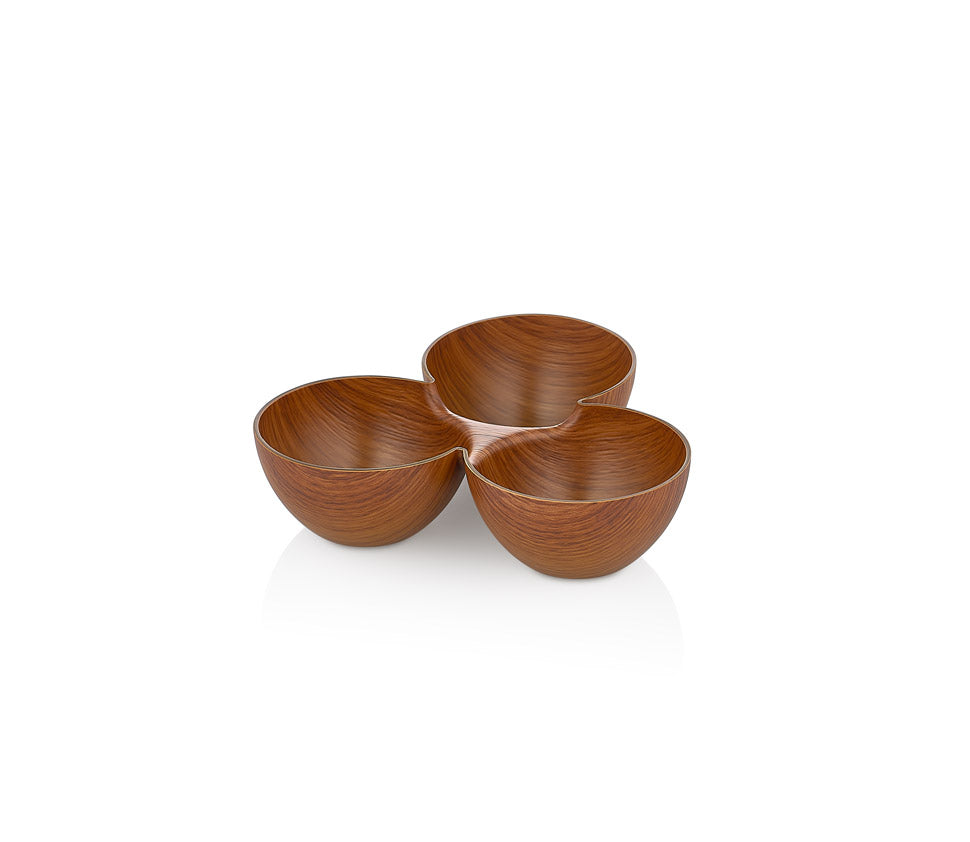 Evelin Wood Finish Triangle Snack Bowl