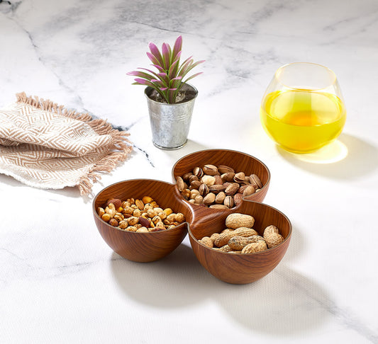 Evelin Wood Finish Triangle Snack Bowl