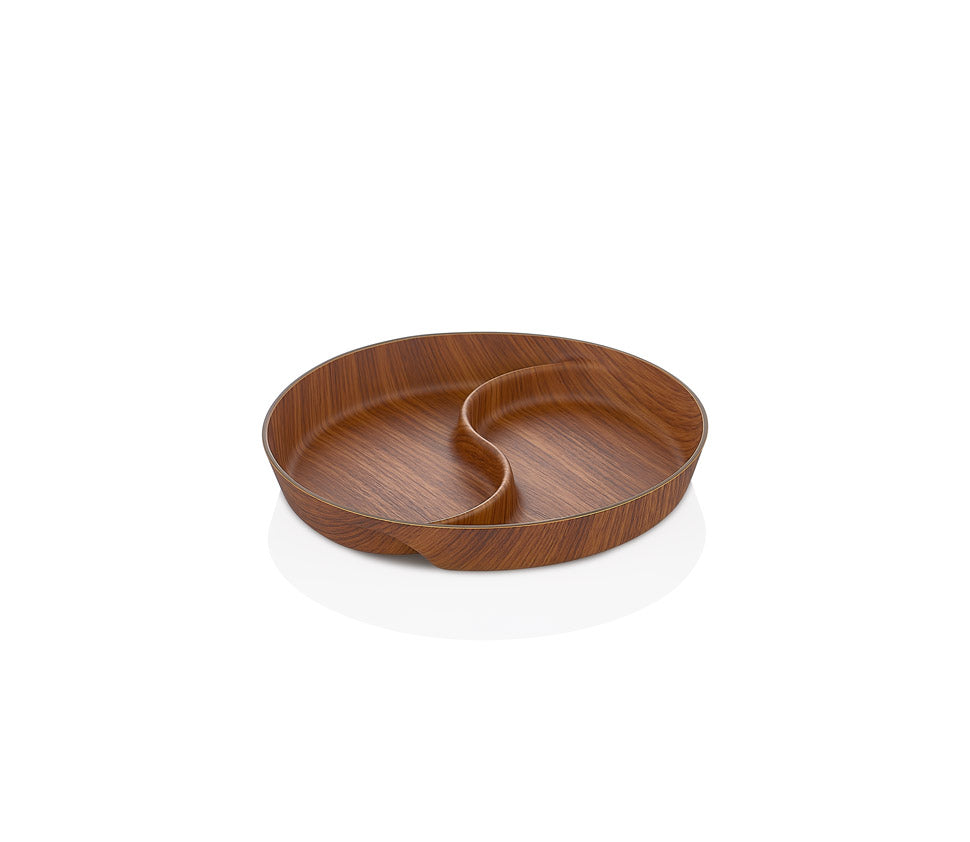 Evelin Wood Finish Yin Yang 2 Comp Snack Dish