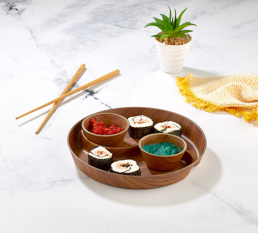 Evelin Wood Finish Yin Yang 2 Comp Snack Dish