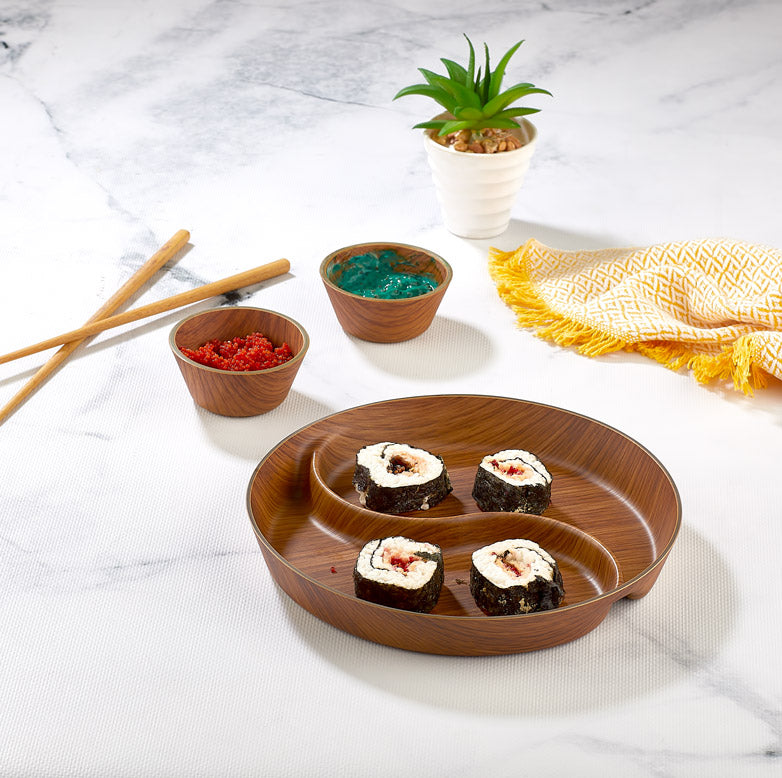 Evelin Wood Finish Yin Yang 2 Comp Snack Dish