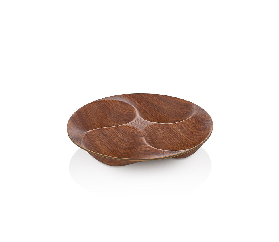 Evelin Wood Finish Yin Yang 4 Comp Snack Dish