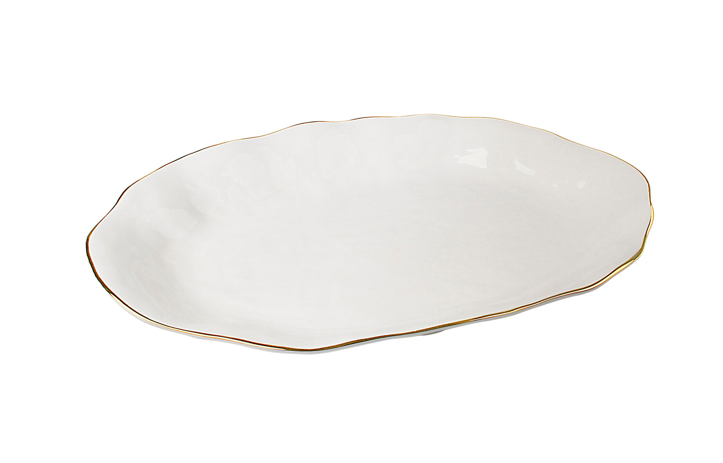 Oval Plate With Gold Line 16 Inch
