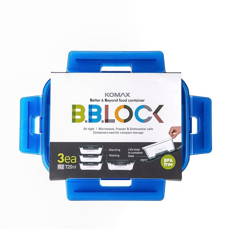 Komax Bb Lock Food Container R2 - 720Ml (Pack Of 3pc)