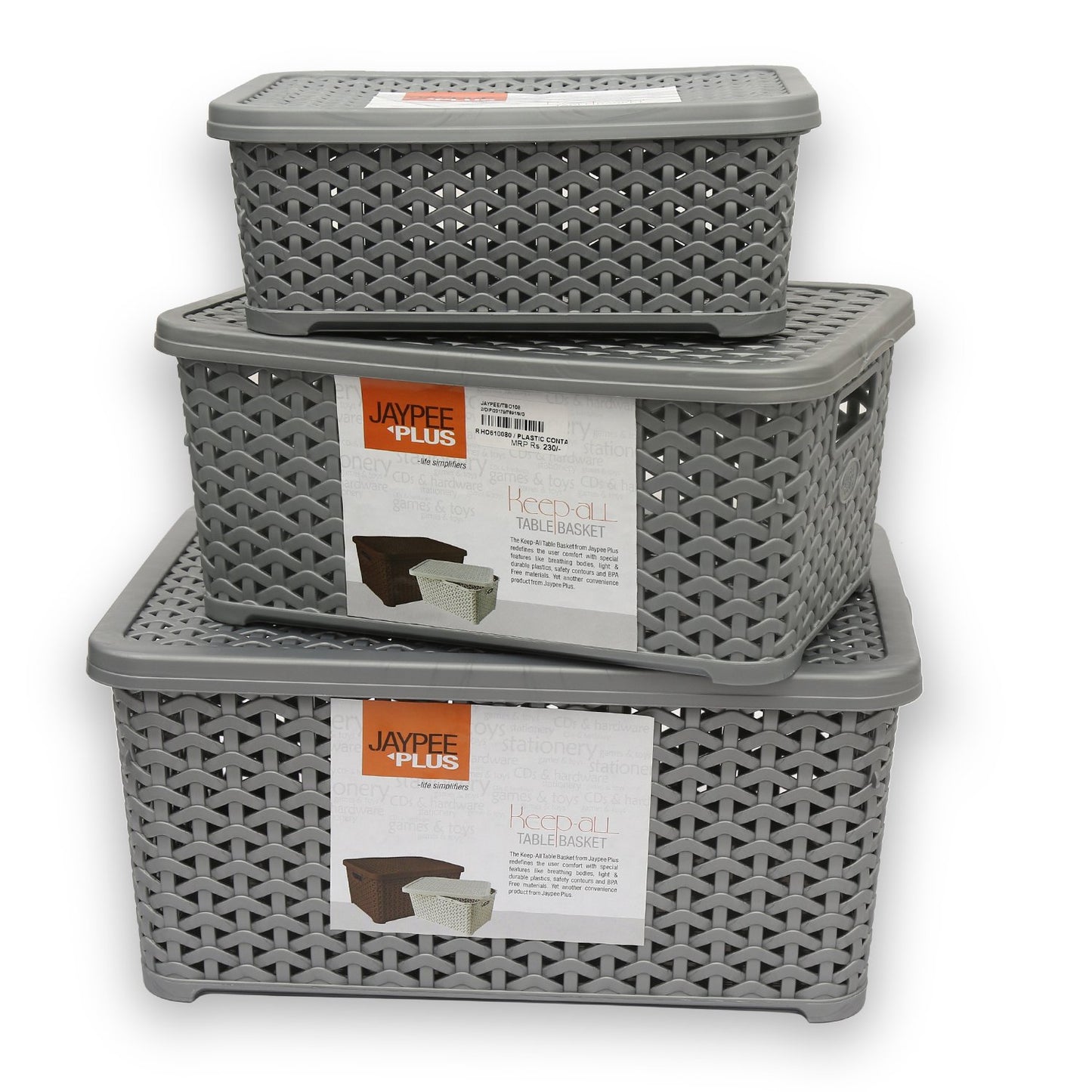 Jaypee Keep All Large Basket W/Cover SILVER