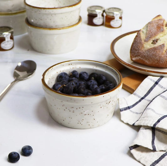 Round Ramekin In Speckle 8Cm