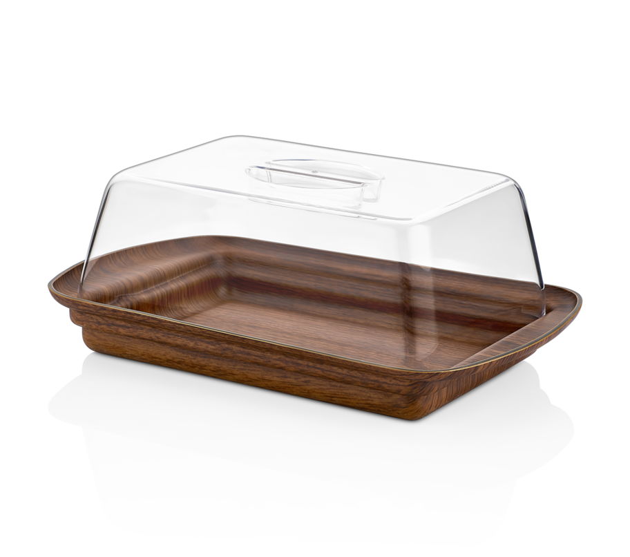 Evelin Wood Finish Rectangular Cheese Dish