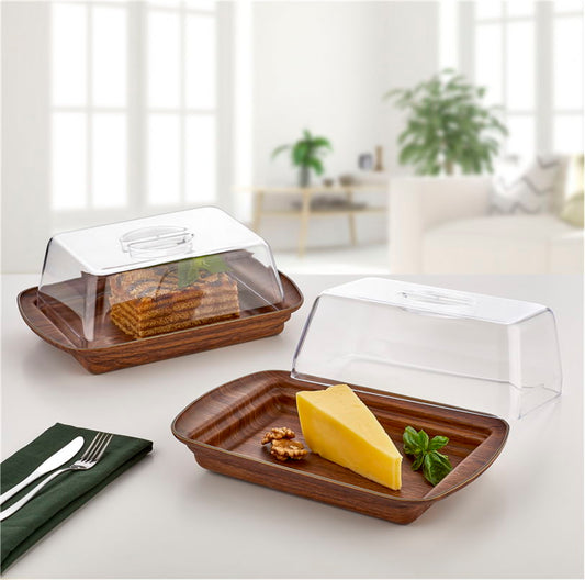 Evelin Wood Finish Rectangular Cheese Dish