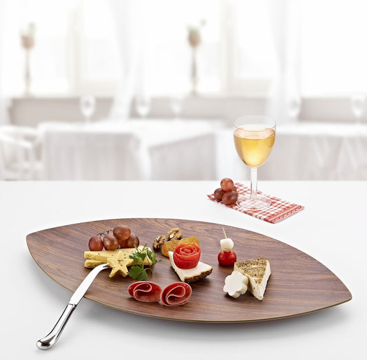 Evelin Wood Finish Medium Leaf Tray