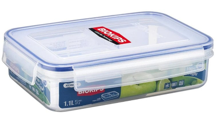 Komax Rectangle Plastic Container .-Rd4 1.1Lt With Divider