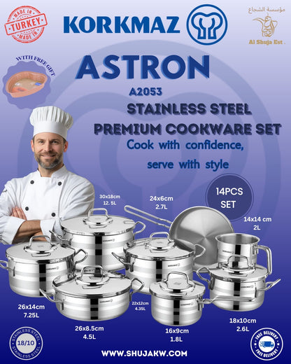 Korkmaz A2053 Astron 14 Pcs Cookware Set