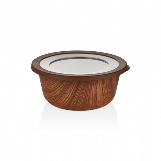 Evelin Wood Finish Stylish Large Round Storage Bo245*245*105 mm