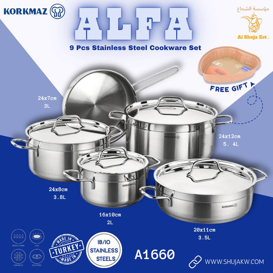 Korkmaz Alfa 9 Pcs Cookware Set A1660