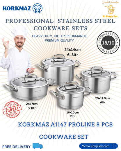 Korkmaz A1147 Proline 8 Pcs Cookware Set