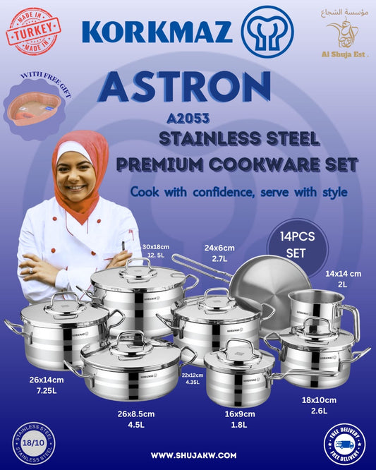 Korkmaz A2053 Astron 14 Pcs Cookware Set