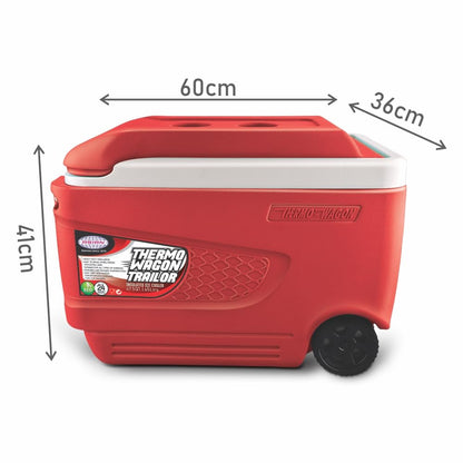Asian Thermo Wagon Insulated Ice Cooler 45Ltr with Wheels Red