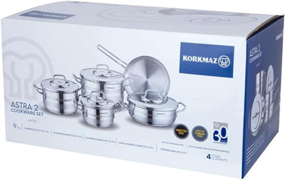 Korkmaz Astron 9 Pcs Cookware Set A2050