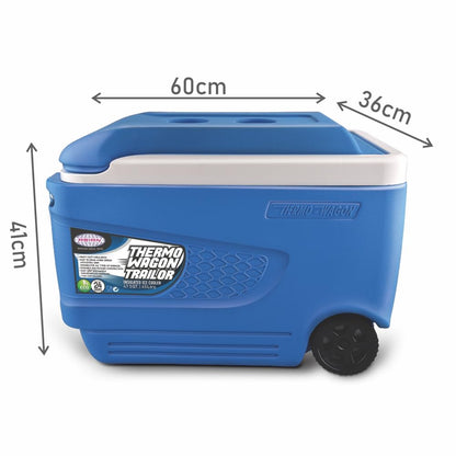 Asian Thermo Wagon Insulated Ice Cooler 45Ltr with Wheels Blue