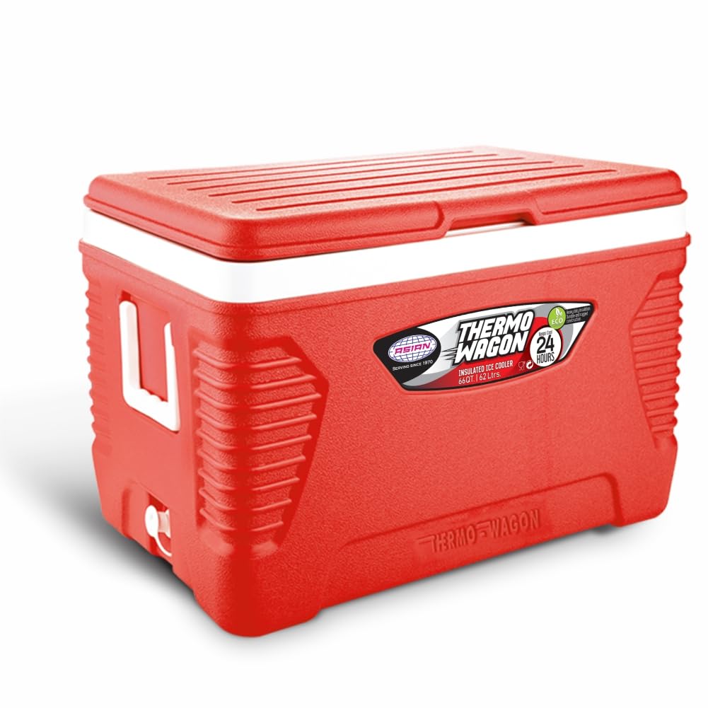 Asian Thermo Wagon Insulated Ice Cooler 62Ltr Red